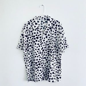 Fashion Nova Men Cheetah Hearts Button Down Large